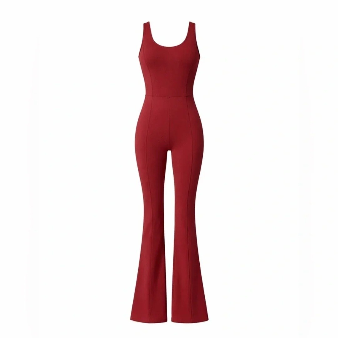 Z By Zella | Flared Built-In Bra Crossback Athletic Jumpsuit In Red